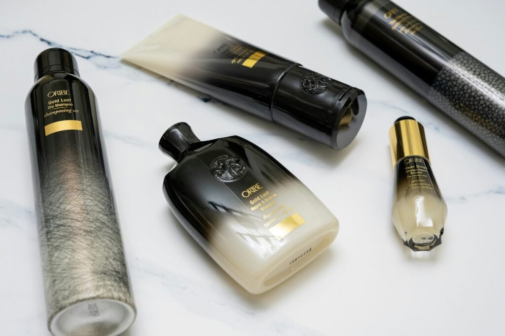 A simple calming post-shower self-care space for gentle scalp massage and barrier protection