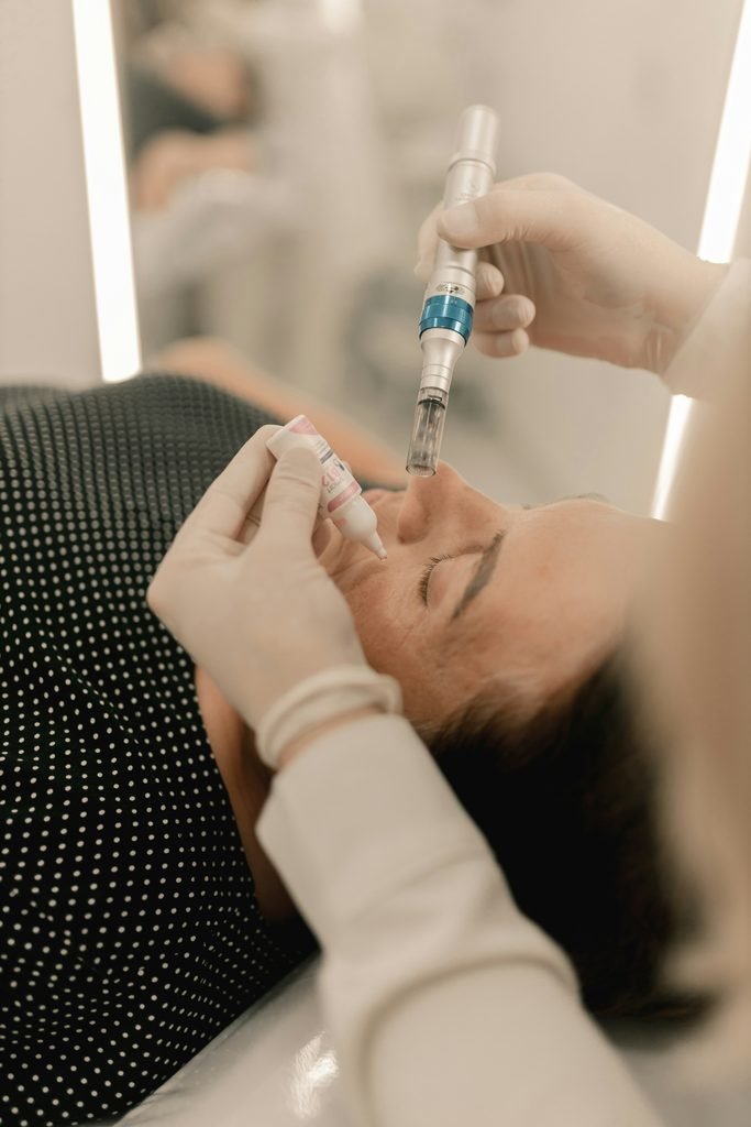 Smooth revitalized facial skin texture captured under natural diffuse window light