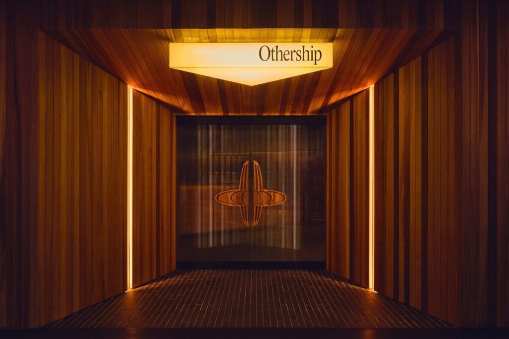 Tactile social bathhouse community space for alcohol free evening socializing